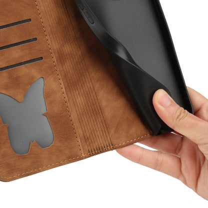 For Samsung Galaxy S25+ 5G Butterfly Cat Embossing Flip Leather Phone Case(Brown) by buy2fix