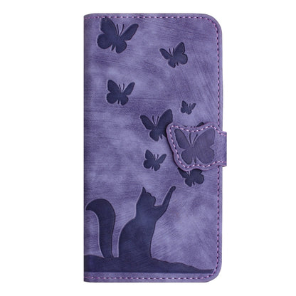 For Samsung Galaxy S25 Ultra 5G Butterfly Cat Embossing Flip Leather Phone Case(Purple) by buy2fix