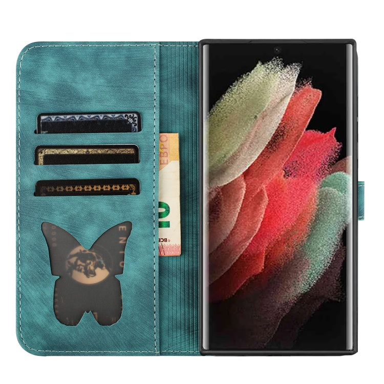 For Samsung Galaxy S25 Ultra 5G Butterfly Cat Embossing Flip Leather Phone Case(Wathet) by buy2fix