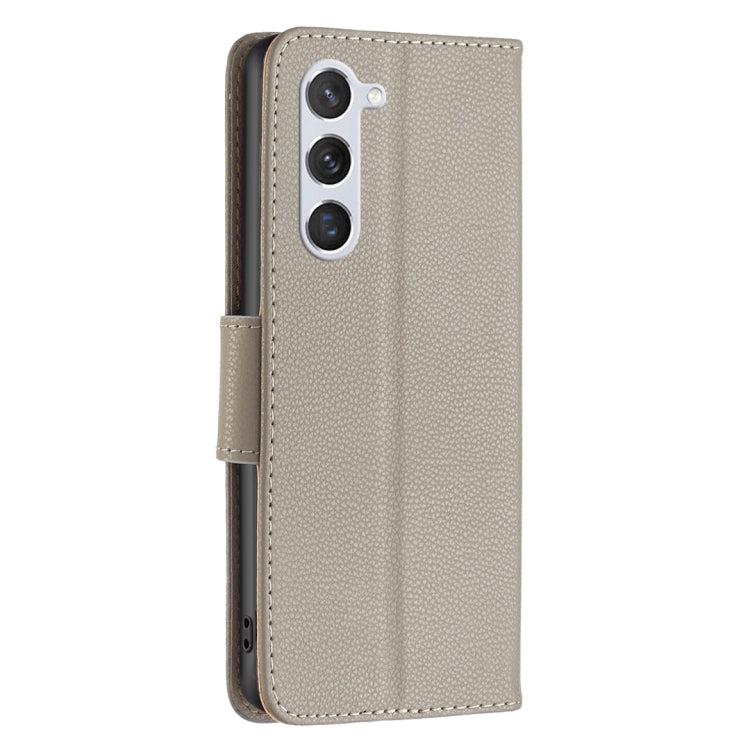 For Samsung Galaxy S25 5G Litchi Texture Pure Color Flip Leather Phone Case(Grey) by buy2fix