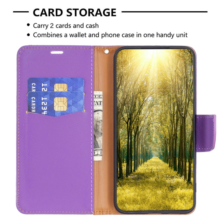 For Samsung Galaxy S25 5G Litchi Texture Pure Color Flip Leather Phone Case(Purple) by buy2fix