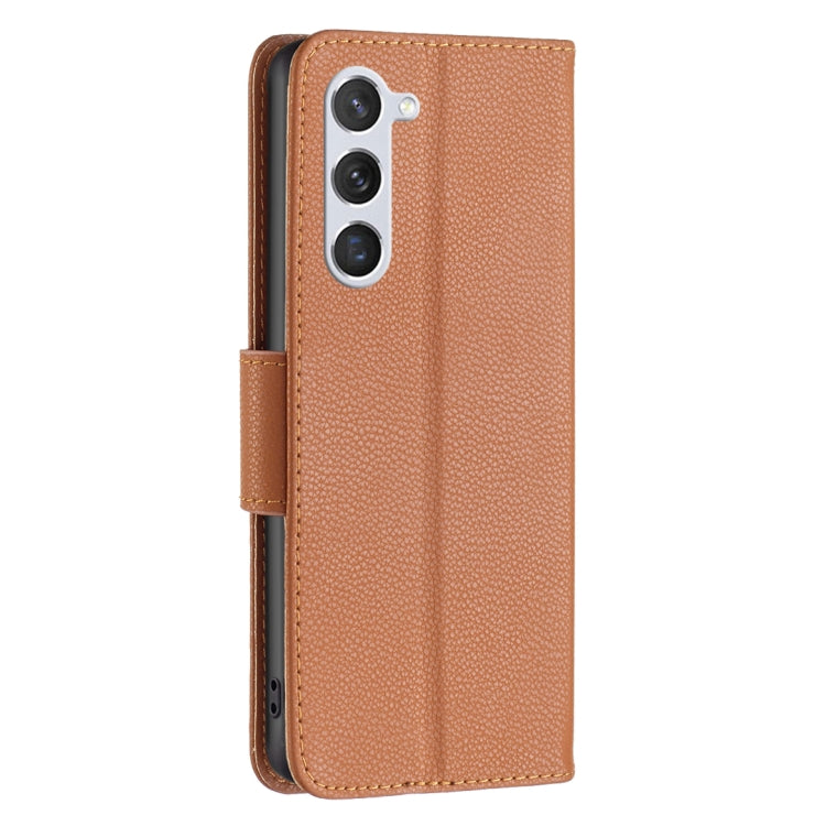 For Samsung Galaxy S25 5G Litchi Texture Pure Color Flip Leather Phone Case(Brown) by buy2fix