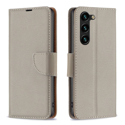 For Samsung Galaxy S25+ 5G Litchi Texture Pure Color Flip Leather Phone Case(Grey) by buy2fix