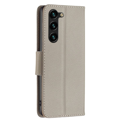 For Samsung Galaxy S25+ 5G Litchi Texture Pure Color Flip Leather Phone Case(Grey) by buy2fix