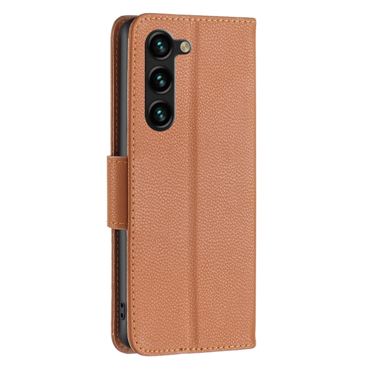 For Samsung Galaxy S25+ 5G Litchi Texture Pure Color Flip Leather Phone Case(Brown) by buy2fix