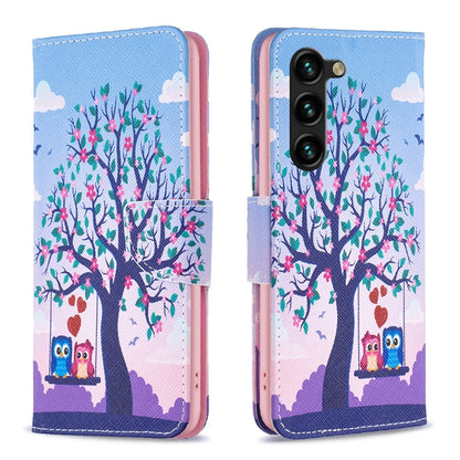 For Samsung Galaxy S25+ 5G Colored Drawing Pattern Leather Phone Case(Owl) by buy2fix