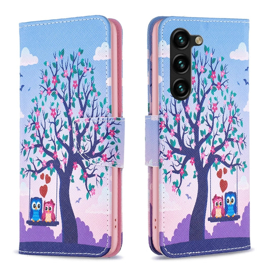 For Samsung Galaxy S25+ 5G Colored Drawing Pattern Leather Phone Case(Owl) by buy2fix