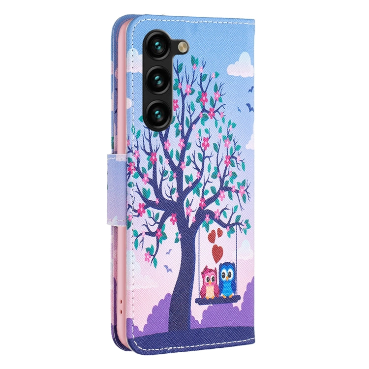 For Samsung Galaxy S25+ 5G Colored Drawing Pattern Leather Phone Case(Owl) by buy2fix