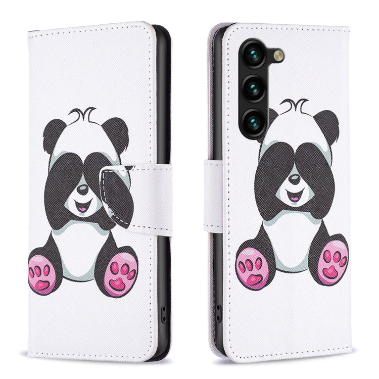 For Samsung Galaxy S25+ 5G Colored Drawing Pattern Leather Phone Case(Panda) by buy2fix