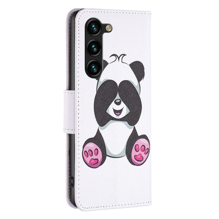 For Samsung Galaxy S25+ 5G Colored Drawing Pattern Leather Phone Case(Panda) by buy2fix