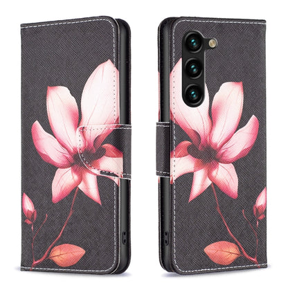 For Samsung Galaxy S25+ 5G Colored Drawing Pattern Leather Phone Case(Lotus) by buy2fix