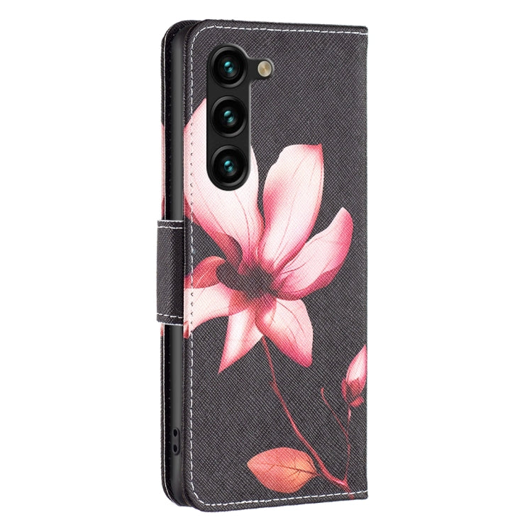 For Samsung Galaxy S25+ 5G Colored Drawing Pattern Leather Phone Case(Lotus) by buy2fix
