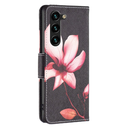 For Samsung Galaxy S25+ 5G Colored Drawing Pattern Leather Phone Case(Lotus) by buy2fix