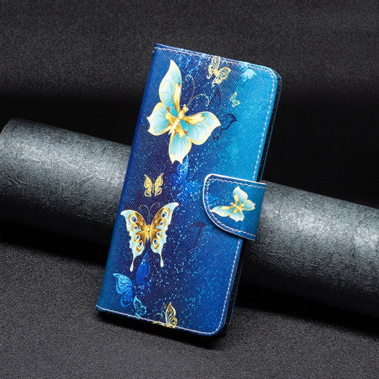 For Samsung Galaxy S25+ 5G Colored Drawing Pattern Leather Phone Case(Gold Butterfly) by buy2fix