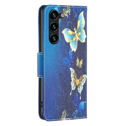 For Samsung Galaxy S25+ 5G Colored Drawing Pattern Leather Phone Case(Gold Butterfly) by buy2fix