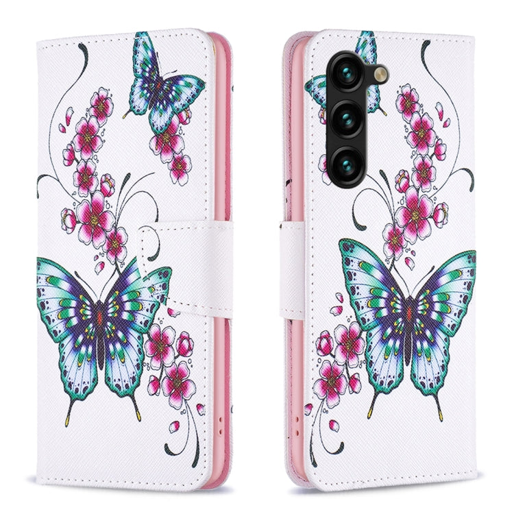 For Samsung Galaxy S25+ 5G Colored Drawing Pattern Leather Phone Case(Flowers Butterfly) by buy2fix