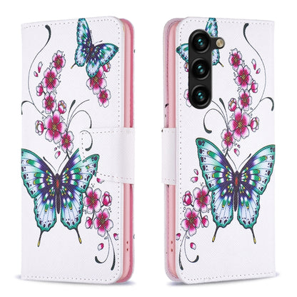 For Samsung Galaxy S25+ 5G Colored Drawing Pattern Leather Phone Case(Flowers Butterfly) by buy2fix