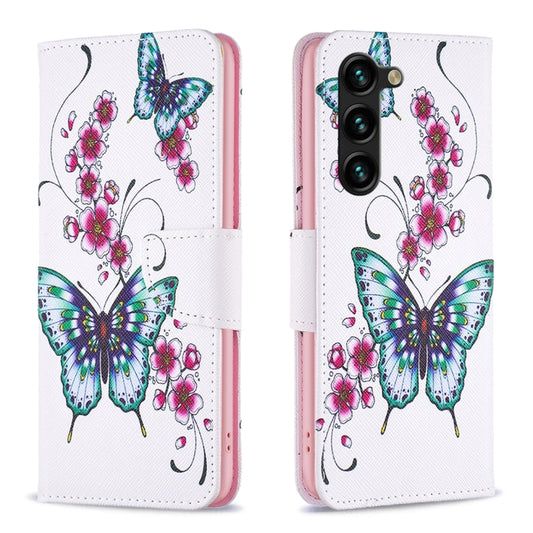 For Samsung Galaxy S25+ 5G Colored Drawing Pattern Leather Phone Case(Flowers Butterfly) by buy2fix