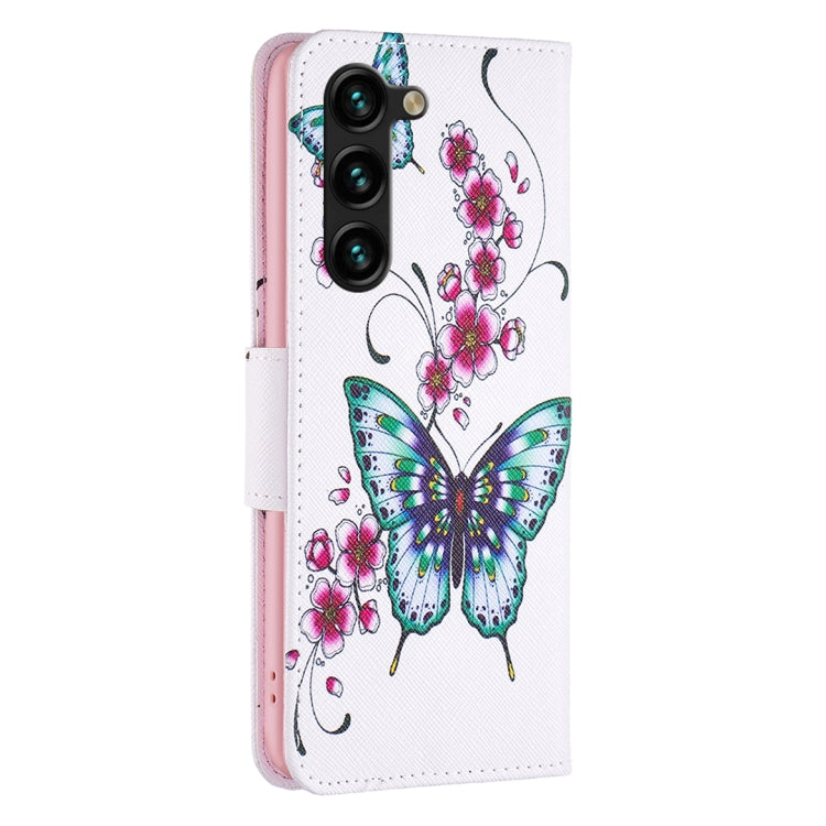 For Samsung Galaxy S25+ 5G Colored Drawing Pattern Leather Phone Case(Flowers Butterfly) by buy2fix