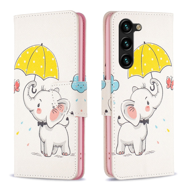 For Samsung Galaxy S25+ 5G Colored Drawing Pattern Leather Phone Case(Umbrella Elephant) by buy2fix