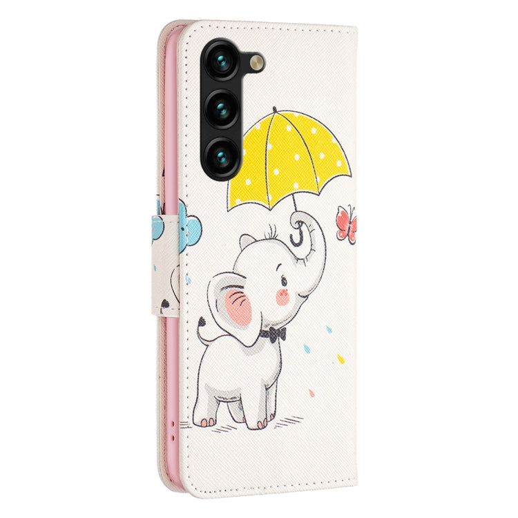 For Samsung Galaxy S25+ 5G Colored Drawing Pattern Leather Phone Case(Umbrella Elephant) by buy2fix