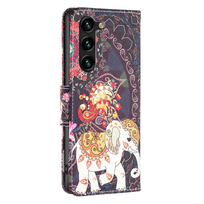 For Samsung Galaxy S25+ 5G Colored Drawing Pattern Leather Phone Case(Flowers Elephant) by buy2fix