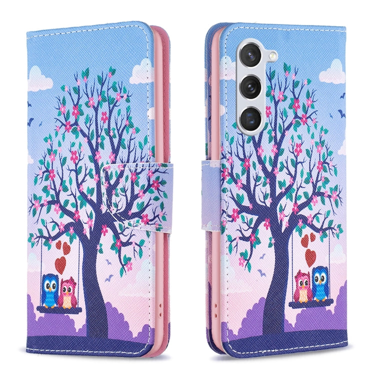 For Samsung Galaxy S25 5G Colored Drawing Pattern Leather Phone Case(Owl) by buy2fix