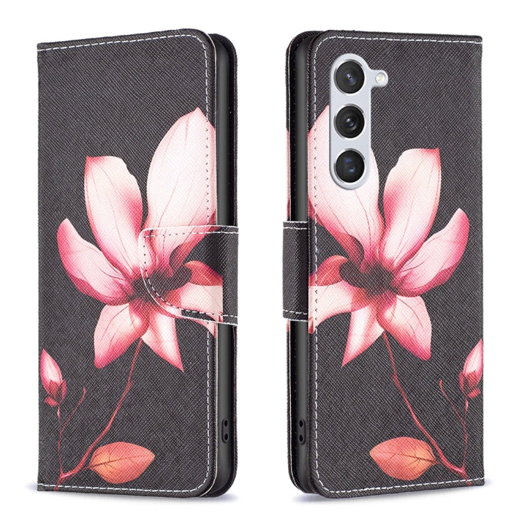 For Samsung Galaxy S25 5G Colored Drawing Pattern Leather Phone Case(Lotus) by buy2fix