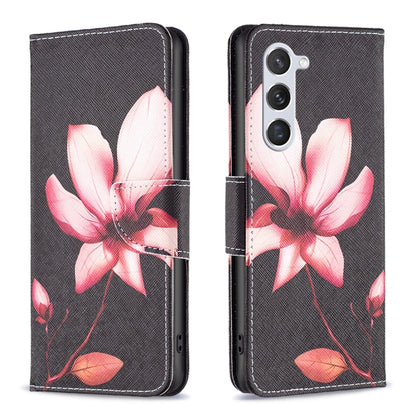 For Samsung Galaxy S25 5G Colored Drawing Pattern Leather Phone Case(Lotus) by buy2fix