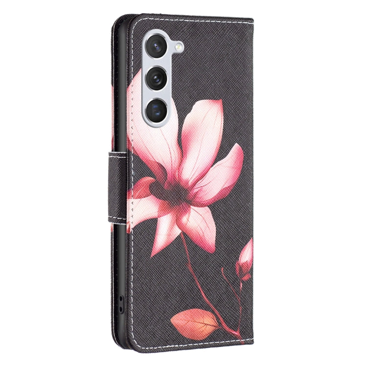 For Samsung Galaxy S25 5G Colored Drawing Pattern Leather Phone Case(Lotus) by buy2fix