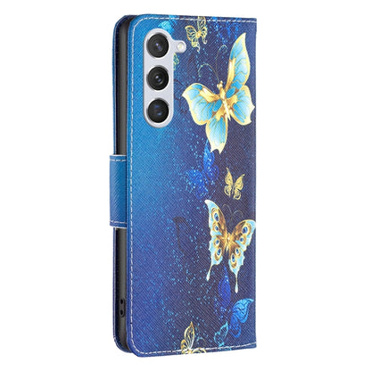 For Samsung Galaxy S25 5G Colored Drawing Pattern Leather Phone Case(Gold Butterfly) by buy2fix