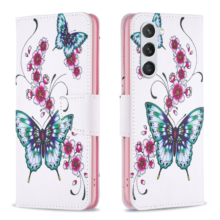 For Samsung Galaxy S25 5G Colored Drawing Pattern Leather Phone Case(Flowers Butterfly) by buy2fix
