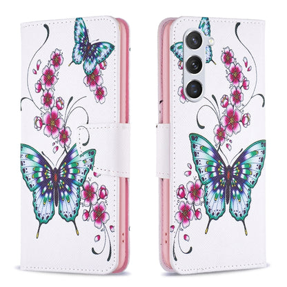 For Samsung Galaxy S25 5G Colored Drawing Pattern Leather Phone Case(Flowers Butterfly) by buy2fix