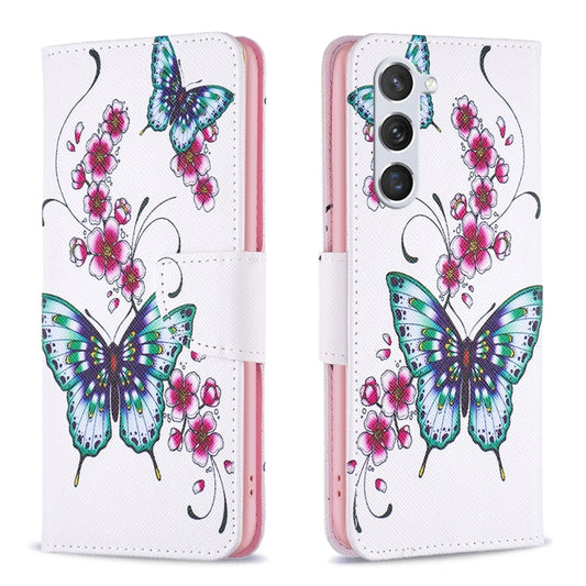 For Samsung Galaxy S25 5G Colored Drawing Pattern Leather Phone Case(Flowers Butterfly) by buy2fix