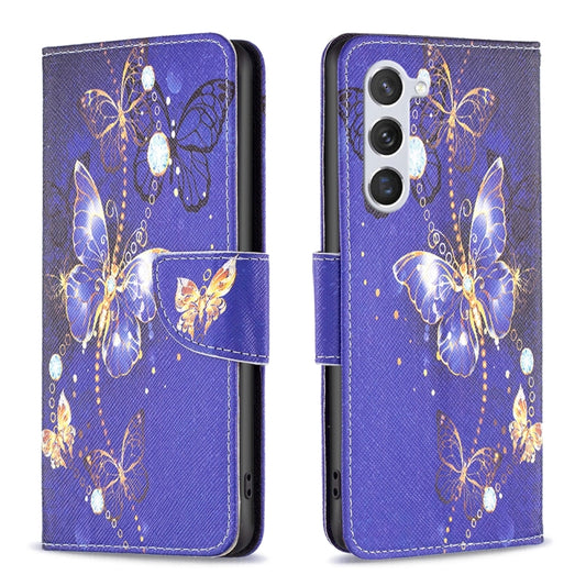 For Samsung Galaxy S25 5G Colored Drawing Pattern Leather Phone Case(Purple Butterfly) by buy2fix