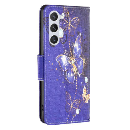 For Samsung Galaxy S25 5G Colored Drawing Pattern Leather Phone Case(Purple Butterfly) by buy2fix