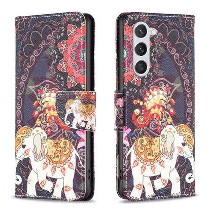 For Samsung Galaxy S25 5G Colored Drawing Pattern Leather Phone Case(Flowers Elephant) by buy2fix