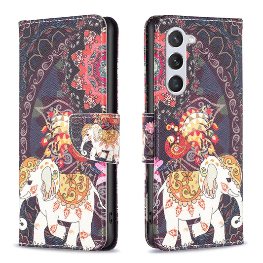 For Samsung Galaxy S25 5G Colored Drawing Pattern Leather Phone Case(Flowers Elephant) by buy2fix