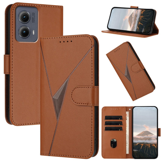 For Motorola Edge 5G 2024 Triangle Pattern Buckle Clasp Leather Phone Case(Brown) by buy2fix