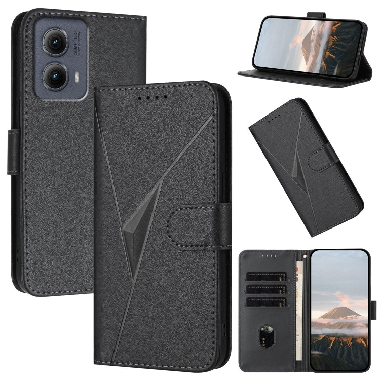 For Motorola Edge 5G 2024 Triangle Pattern Buckle Clasp Leather Phone Case(Black) by buy2fix