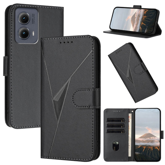 For Motorola Edge 5G 2024 Triangle Pattern Buckle Clasp Leather Phone Case(Black) by buy2fix