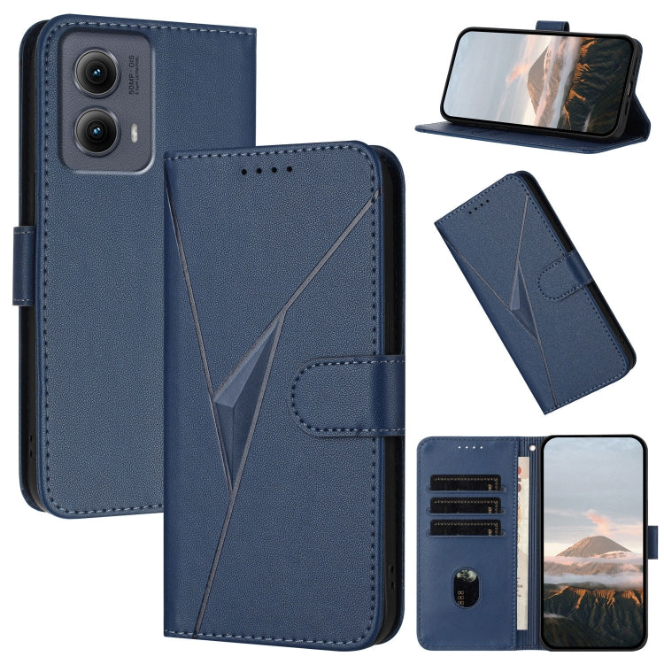 For Motorola Edge 5G 2024 Triangle Pattern Buckle Clasp Leather Phone Case(Royal Blue) by buy2fix