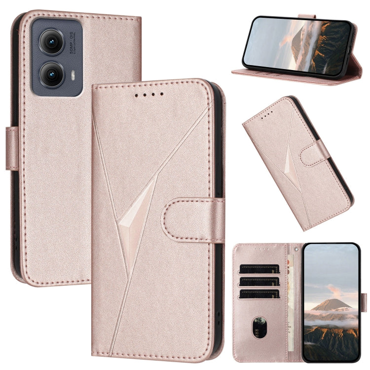 For Motorola Edge 5G 2024 Triangle Pattern Buckle Clasp Leather Phone Case(Rose Gold) by buy2fix