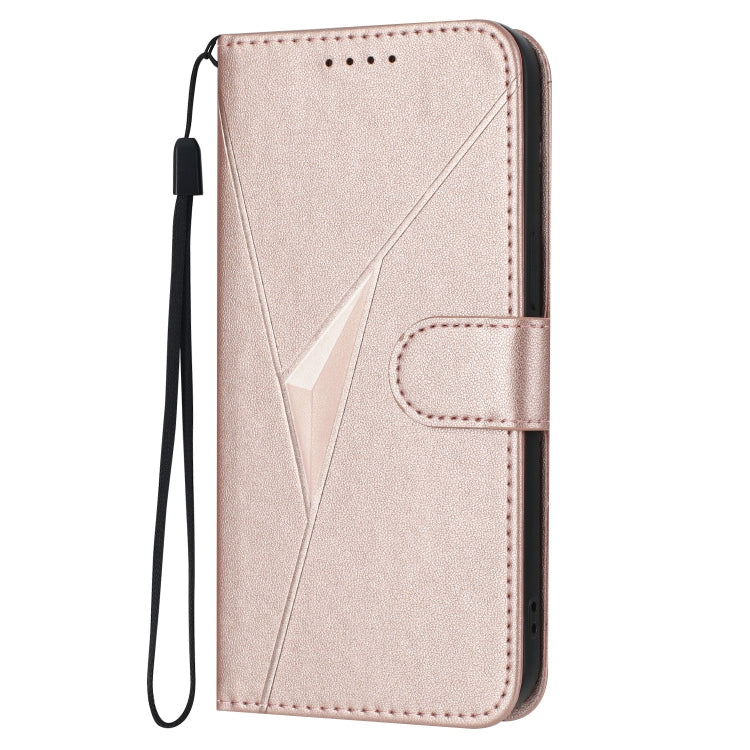 For Motorola Edge 5G 2024 Triangle Pattern Buckle Clasp Leather Phone Case(Rose Gold) by buy2fix