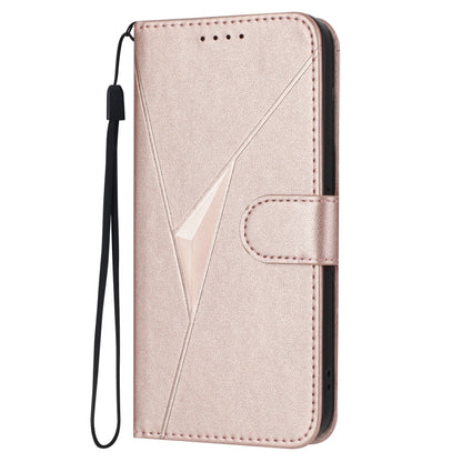 For Motorola Edge 5G 2024 Triangle Pattern Buckle Clasp Leather Phone Case(Rose Gold) by buy2fix