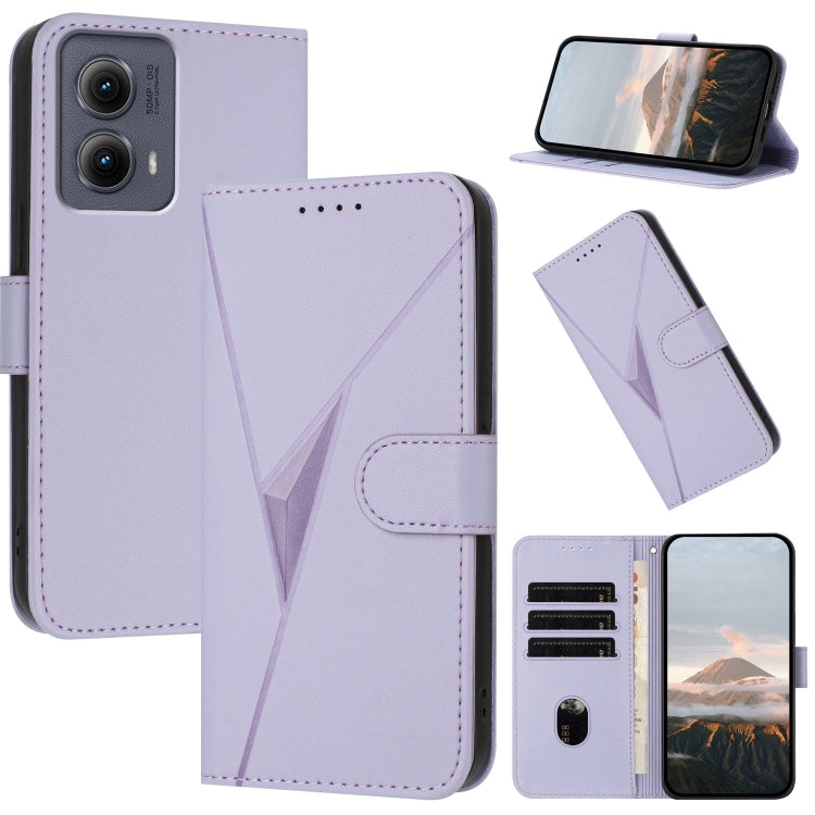 For Motorola Edge 5G 2024 Triangle Pattern Buckle Clasp Leather Phone Case(Light Purple) by buy2fix