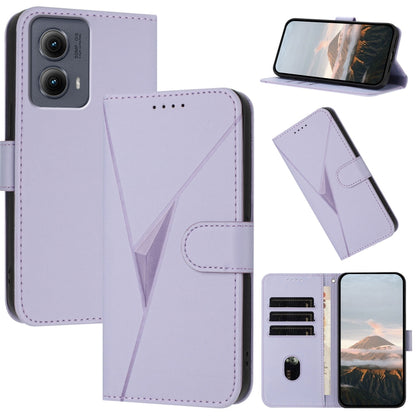 For Motorola Edge 5G 2024 Triangle Pattern Buckle Clasp Leather Phone Case(Light Purple) by buy2fix
