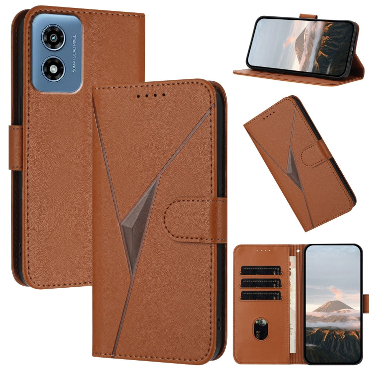 For Motorola Moto G Play 4G 2024 Triangle Pattern Buckle Clasp Leather Phone Case(Brown) by buy2fix