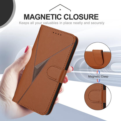 For Motorola Moto G Play 4G 2024 Triangle Pattern Buckle Clasp Leather Phone Case(Brown) by buy2fix
