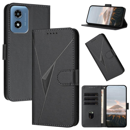 For Motorola Moto G Play 4G 2024 Triangle Pattern Buckle Clasp Leather Phone Case(Black) by buy2fix